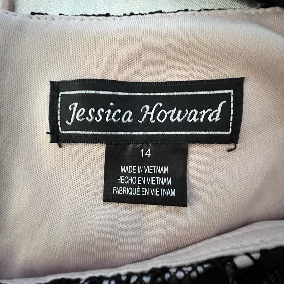 Jessica Howard Blush Pink and Black Lace Overlay Dress, Size 14. - Picture 12 of 13